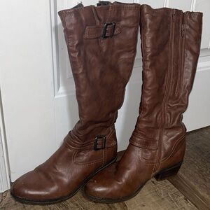 Taxi Brown Leather Knee-High Boots
